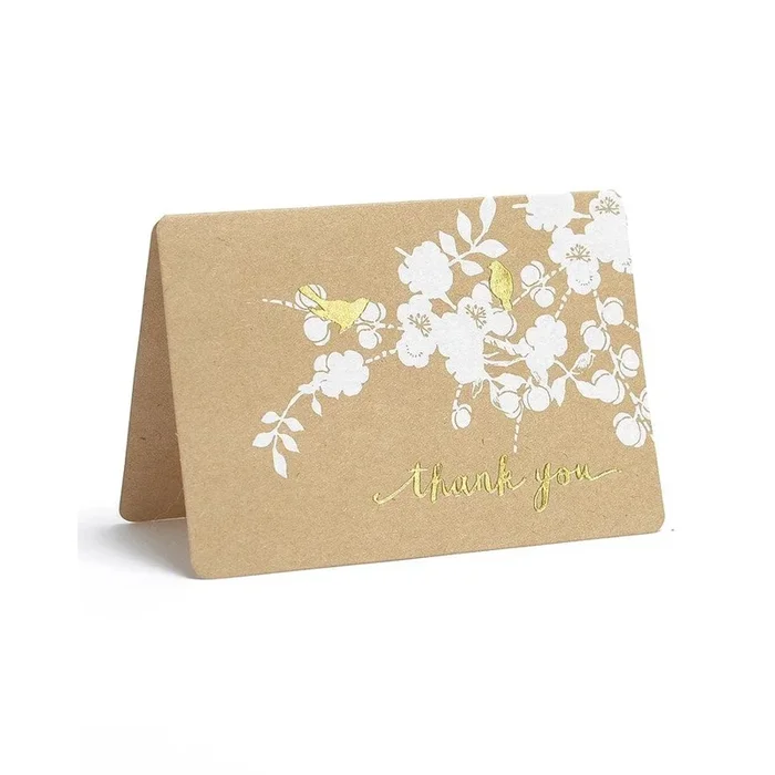 Foil Birds On Kraft Thank You Cards