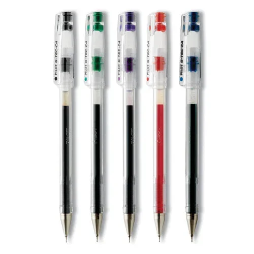 G-tec-c Ultra Gel Pen, Stick, Extra-fine 0.4 Mm, Assorted Ink Colors, Clear Barrel, 5/pack