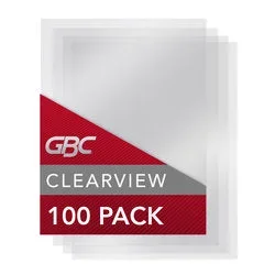GBC Clear View Binding Presentation Covers, Unpunched, Clear, 8.5″ x 11″ (100 Pack)