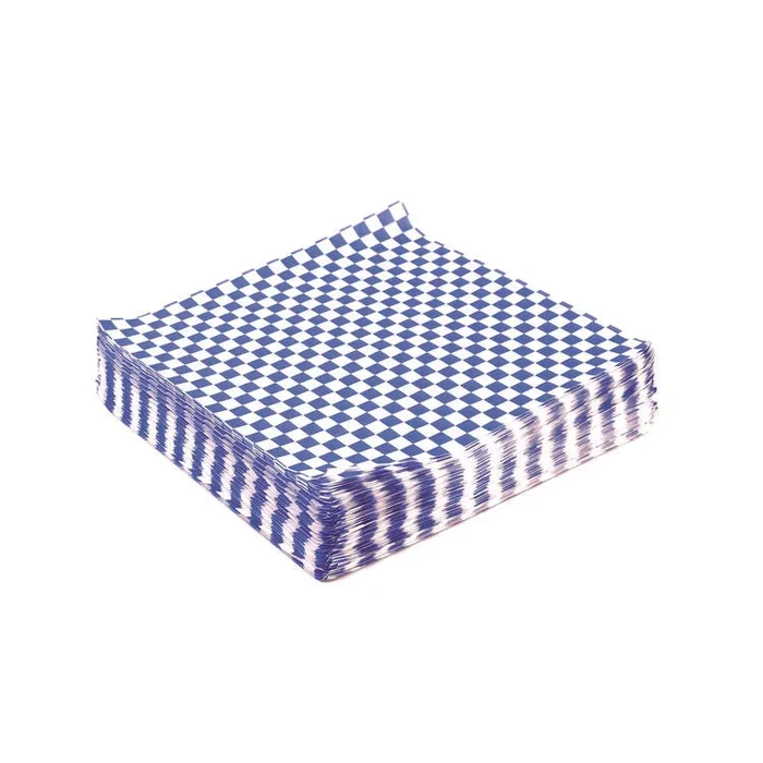 Grease-Resistant Food Wrap, 12 x 12 , Blue Check, 5,000/Carton