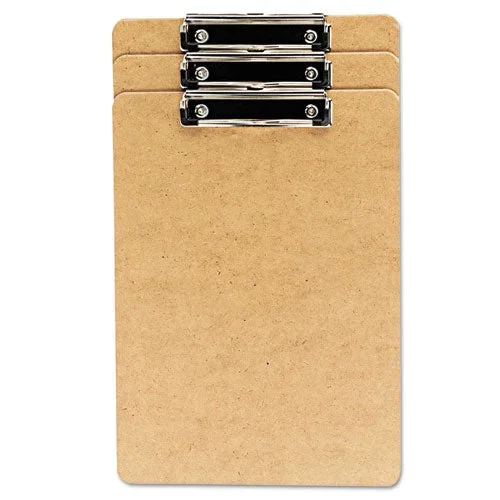 Hardboard Clipboard With Low-profile Clip, 0.5″ Clip Capacity, Holds 8.5 X 14 Sheets, Brown, 3/pack