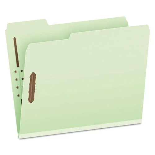 Heavy-duty Pressboard Folders With Embossed Fasteners, 1/3-cut Tabs, 1″ Expansion, 2 Fasteners, Letter Size, Green, 25/box