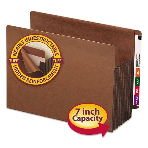 Heavy-duty Redrope End Tab Tuff Pockets, 7″ Expansion, Letter Size, Redrope, 5/box