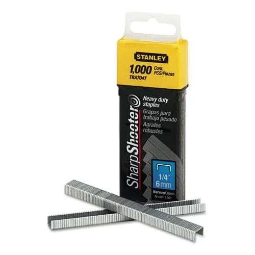 Heavy-duty Tacker Staples, 0.25″ Leg, 0.5″ Crown, Steel, 1,000-box