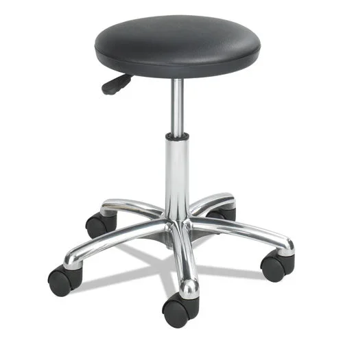 Height-adjustable Lab Stool, Backless, Supports Up To 250 Lb, 16″ To 21″ Seat Height, Black Seat, Chrome Base