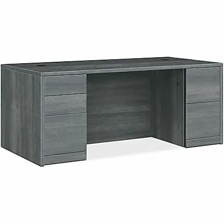 HON 0500 Series Sterling Ash Laminate Desking, 29.5″H x 60″W x 30″D, 5 x File, Box, Storage Drawer(s), Double Pedestal