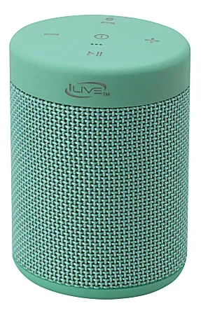iLive ISBW108 Bluetooth® Waterproof Speaker, 3.5″H x 2.6″W x 2.6″D, Teal, ISBW108TQ