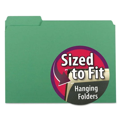 Interior File Folders, 1/3-cut Tabs: Assorted, Letter Size, 0.75″ Expansion, Green, 100/box