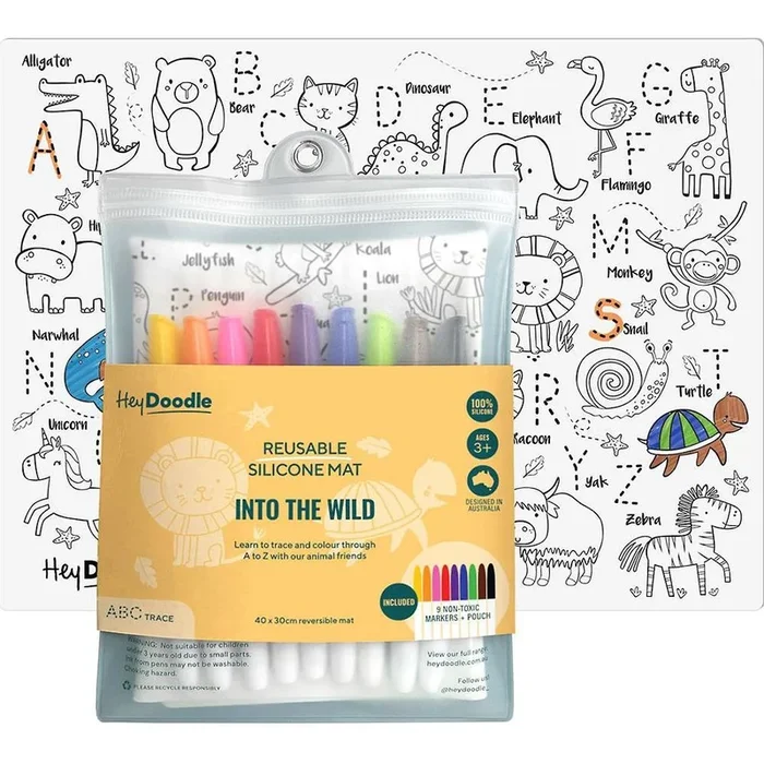 Into The Wild – Reusable silicone A3 mat: A to Z Animals