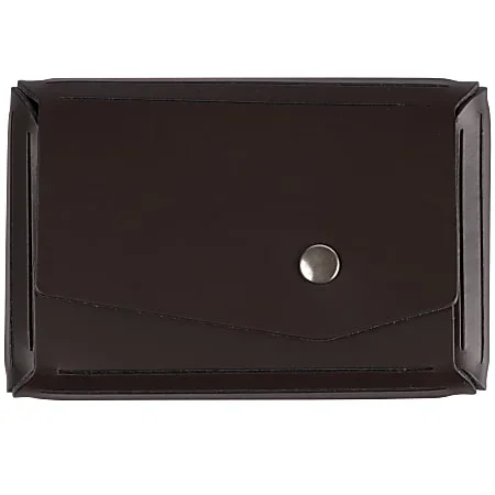 JAM Paper® Leather Business Card Case, Angular Flap, 2 1/2″ x 4″ x 3/4″, Dark Brown