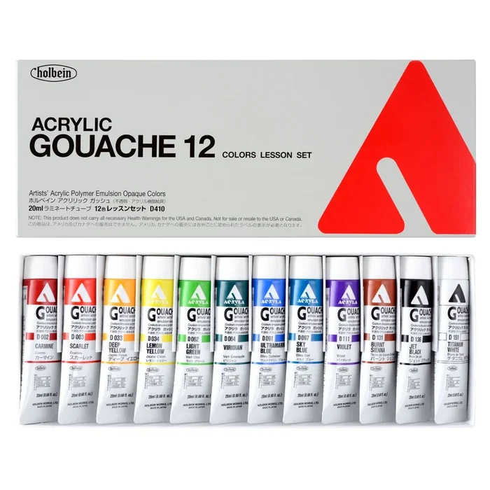 Juego de lecciones de gouache acrílico Holbein | 12x20ml