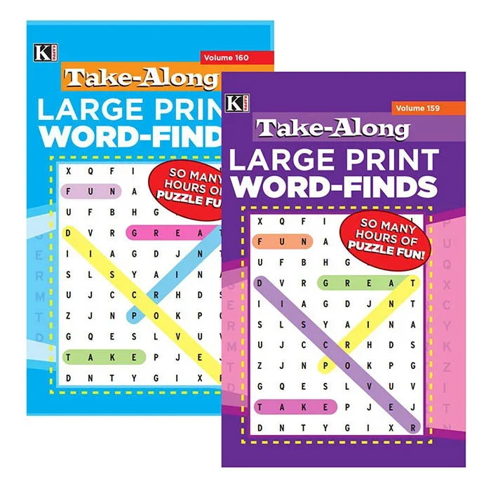 KAPPA Take Along Large Print Word Finds Puzzle Book – Digest Size
