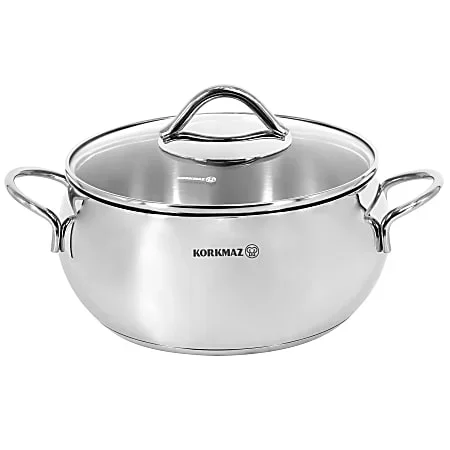 Korkmaz Tombik Stainless Steel Casserole Dish, 2.5L, Polished Silver