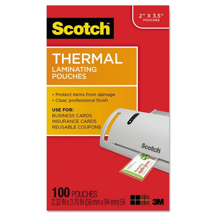 Laminating Pouches, 5 mil, 3.75″ x 2.38″, Gloss Clear, 100/Pack