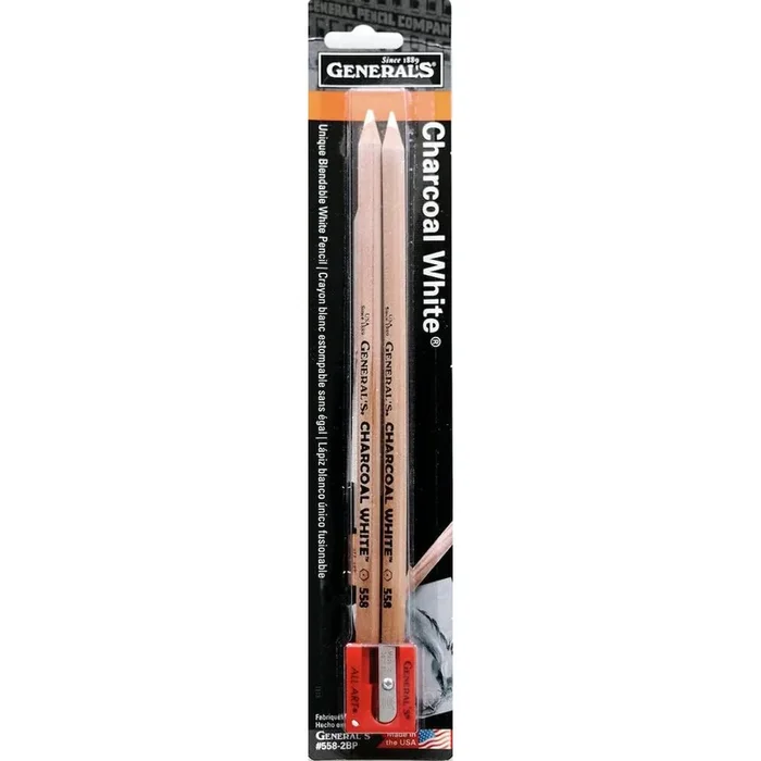Lápices de carbón blanco serie 558 de General, paquete de 2