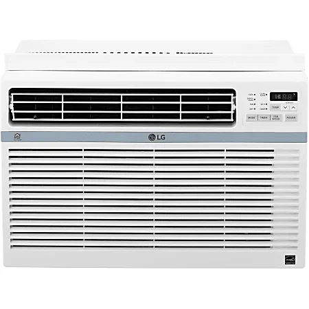 LG Window-Mounted Air Conditioner, 8,000 BTU, 12 7/16″H x 19 5/8″W x 19 7/16″D, White