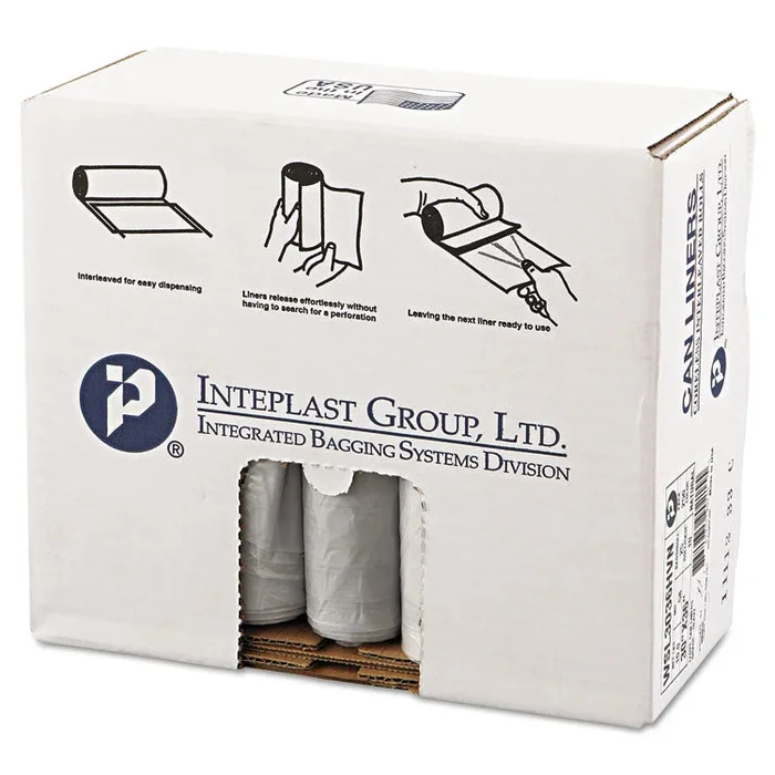 Low-Density Commercial Can Liners, 30 gal, 0.58 mil, 30 x 36 , Clear, Interleaved Roll, 25 Bags/Roll, 10 Rolls/Carton