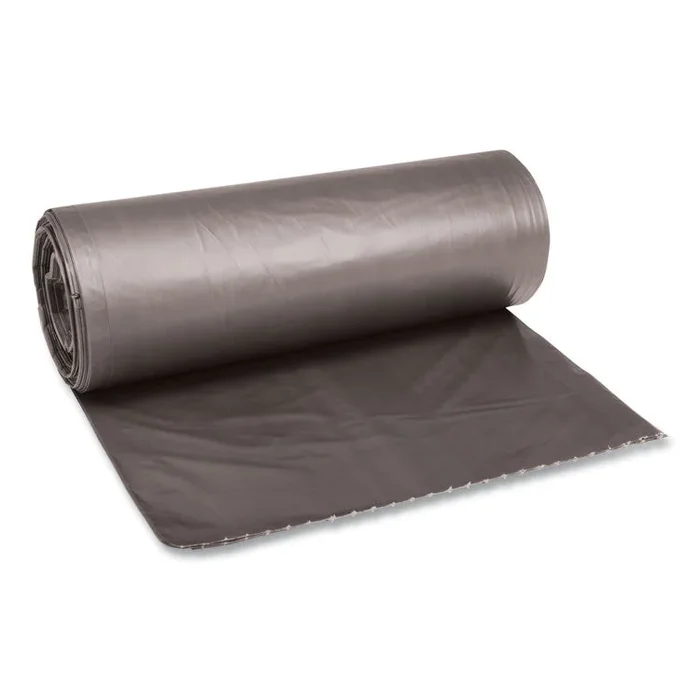 Low-Density Waste Can Liners, 60 gal, 0.95 mil, 38 x 58 , Gray, Perforated Roll, 25 Bags/Roll, 4 Rolls/Carton