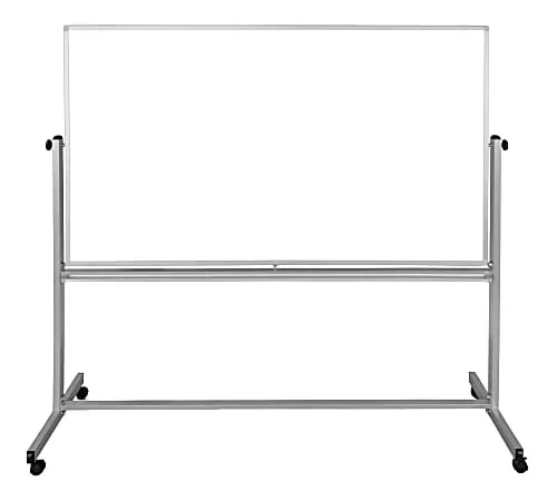 Luxor Double-Sided Magnetic Mobile Dry-Erase Whiteboard, 40″ x 72″, Aluminum Frame With Silver Finish