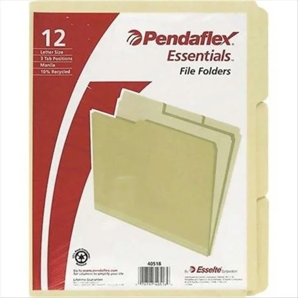 Manila File Folders 1/3 Cut, 12/Case