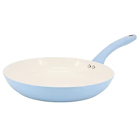 Martha Stewart Everyday Rexford Aluminum Ceramic Nonstick Frying Pan, 12”, Soft Blue