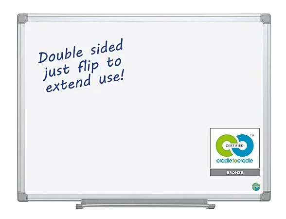 MasterVision® Earth Silver Easy Clean™ Non-Magnetic Melamine Dry-Erase Whiteboard, 36″ x 48″, 80% Recycled, Aluminum Frame With Silver Finish