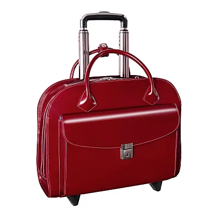 McKleinUSA Granville Leather Wheeled Ladies’ Briefcase For 15.4″ Laptops, Red