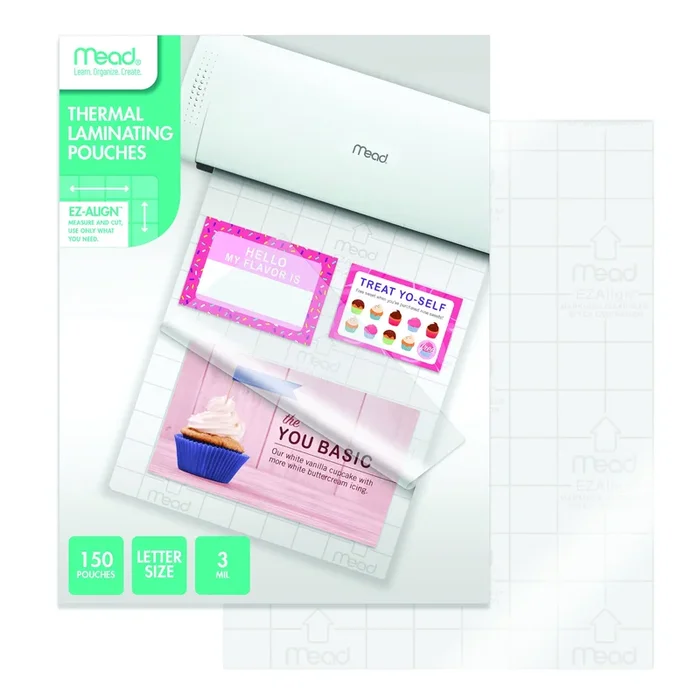 Mead® EZAlign™ Thermal Laminating Pouches – Letter Size, 3 Mil, 150 Pack