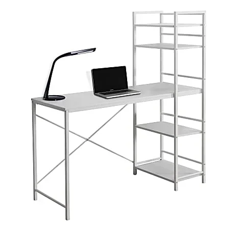 Monarch Specialties 48″W Metal Computer Desk With Bookcase, White