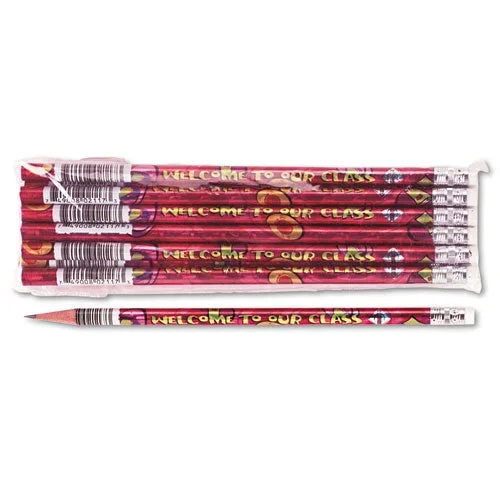 Moon Products – Decorated Wood Pencil, Welcome To Our Class, HB #2, Red Brl, Dozen, Sold as 1 DZ