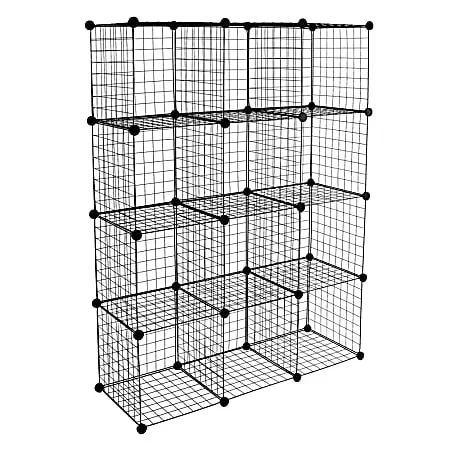 Mount-It! Work-It 12-Cube Wire Modular Storage Organizer, 14″H x 14″W x 14″D, Black
