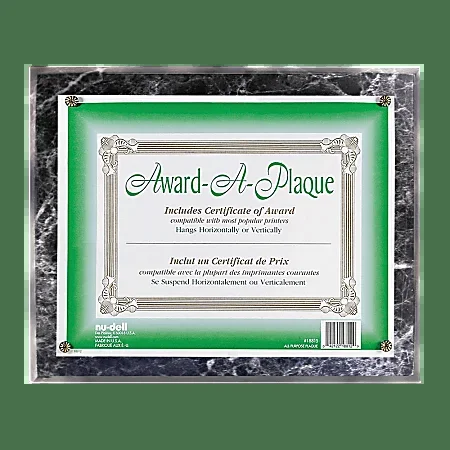 Nu-Dell Award-A-Plaque, 13″ x 10 1/2″, Black Marble