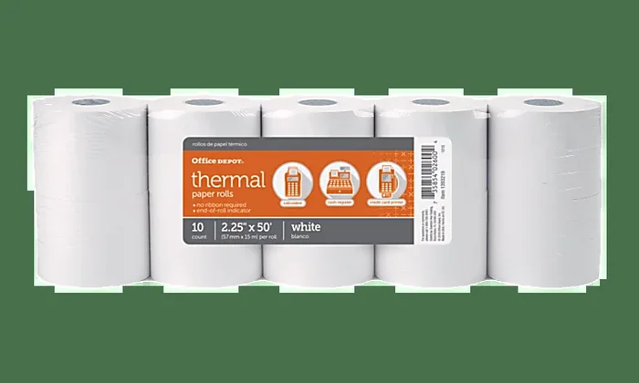 Office Depot® Brand Thermal Paper Rolls, 2-1/4″ x 50′, White, Pack Of 10