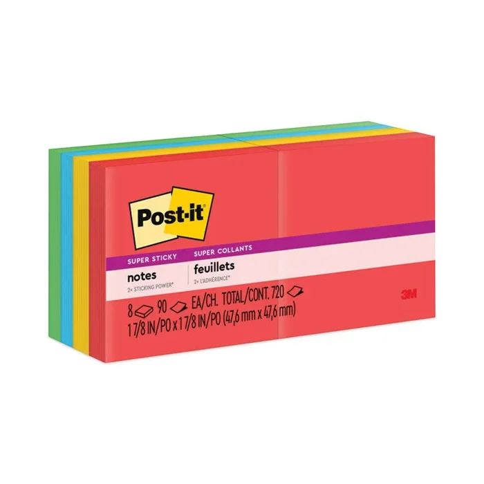 Pads in Playful Primary Collection Colors, 2″ x 2″, 90 Sheets/Pad, 8 Pads/Pack