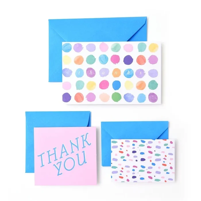 Pastel Painterly Dots Thank You Cards