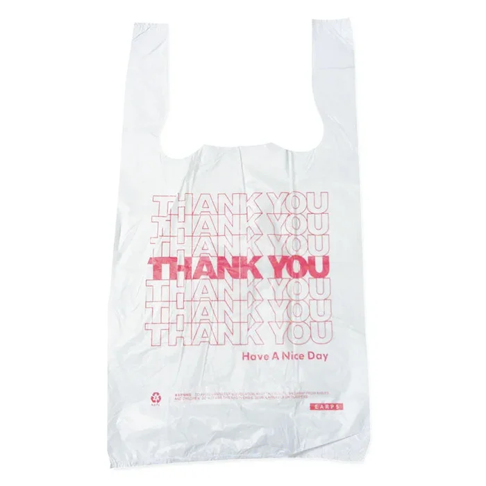 Plastic Thank-You T-Sack, 2 mil, 4 x 15 , White, 2,000/Carton