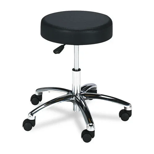 Pneumatic Lab Stool, Backless, Supports Up To 250 Lb, 17″ To 22″ Seat Height, Black Seat, Chrome Base