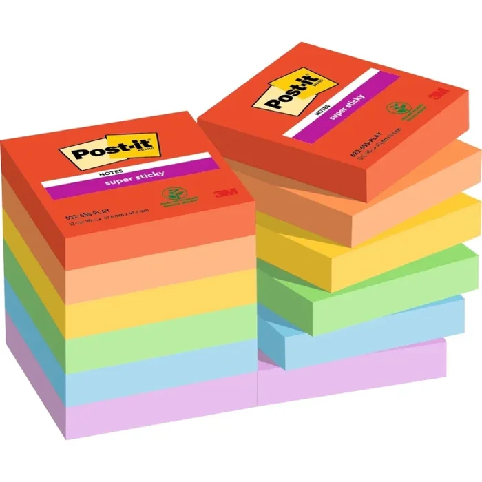 Post-it Super Sticky 47.6 x 47.6 Colour Mix Playful 12-pack