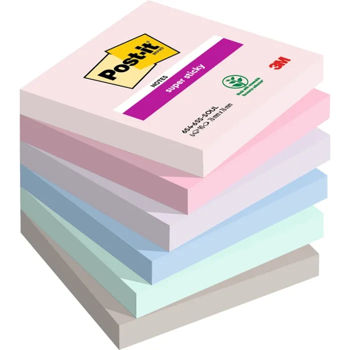 Post-it Super Sticky 76×76 Colour Mix Soulful 6-pack