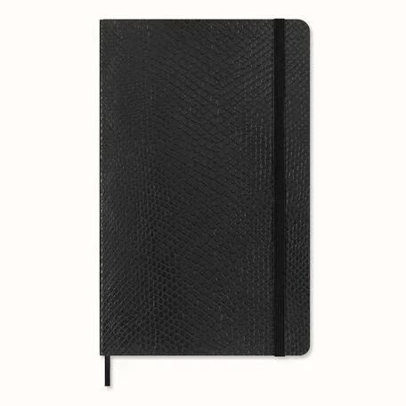 Precious & Ethical NotebookVegan Soft Cover, Python-effect, Ruled, Black