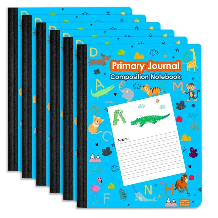 Primary Journal – Blue Animal Design, Primary-ruled, K-2 Classroom, Drawing And Writing