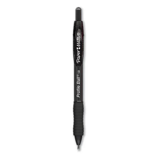 Profile Ballpoint Pen, Retractable, Medium 1 Mm, Black Ink, Translucent Black Barrel, Dozen