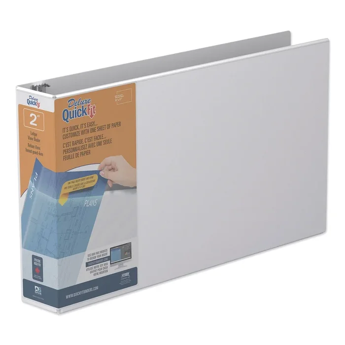 QuickFit Ledger D-Ring View Binder, 3 Rings, 2″ Capacity, 11 x 17, White