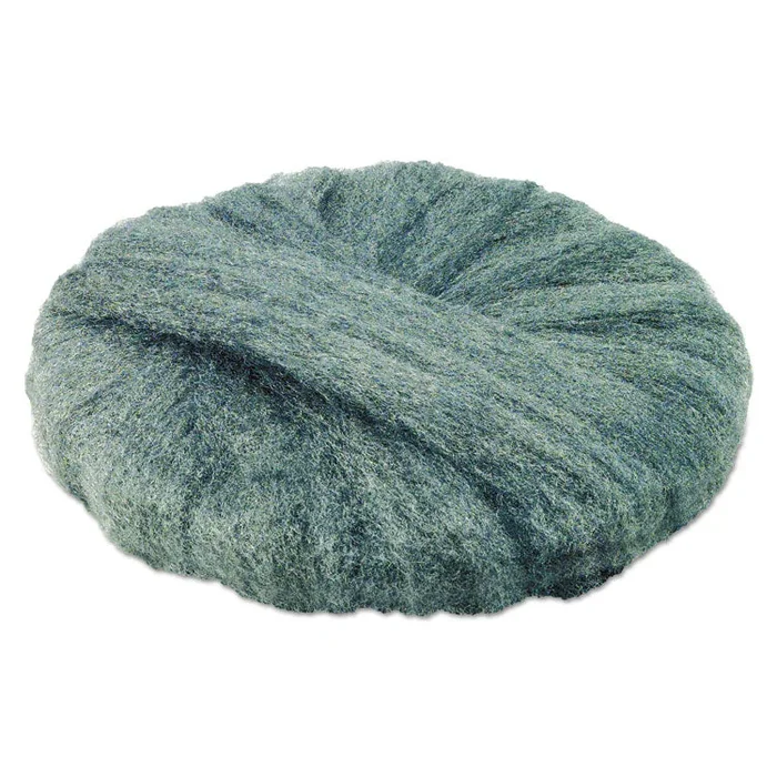Radial Steel Wool Pads, Grade 0 (Fine): Cleaning and Polishing, 20″ Diameter, Gray, 12/Carton
