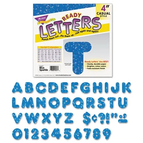 Ready Letters Sparkles Letter Set, Blue Sparkle, 4″h, 71/set