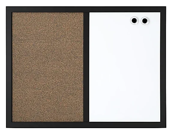 Realspace™ Magnetic Dry-Erase Whiteboard/Cork Bulletin Board, 18″ x 24″, Black Frame