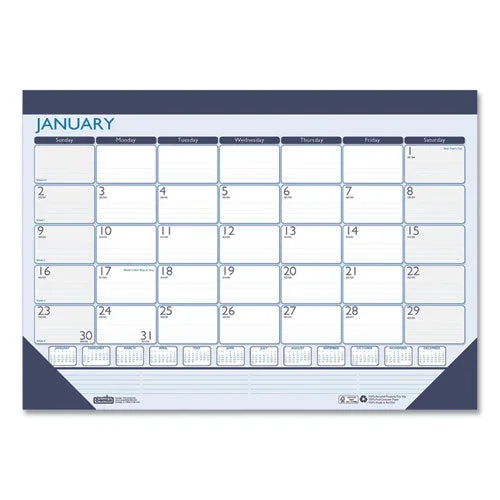 Recycled Contempo Desk Pad Calendar, 22 X 17, White/blue Sheets, Blue Binding, Blue Corners, 12-month (jan To Dec): 2024