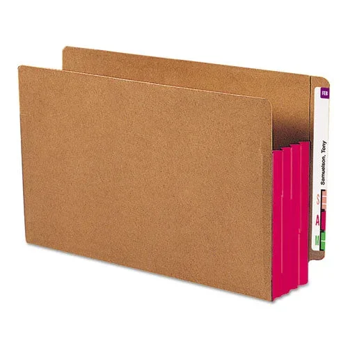 Redrope Drop-front End Tab File Pockets, Fully Lined 6.5″ High Gussets, 3.5″ Expansion, Legal Size, Redrope/red, 10/box