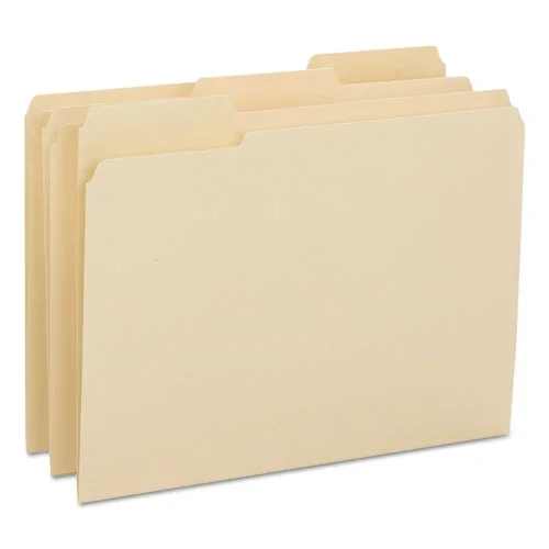 Reinforced Tab Manila File Folders, 1/3-cut Tabs: Assorted, Letter Size, 0.75″ Expansion, 14-pt Manila, 100/box