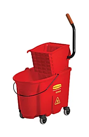 Rubbermaid® Commercial WaveBrake Plastic/Steel Side-Press Wringer/Bucket Combo, 8.75 Gallons, Red